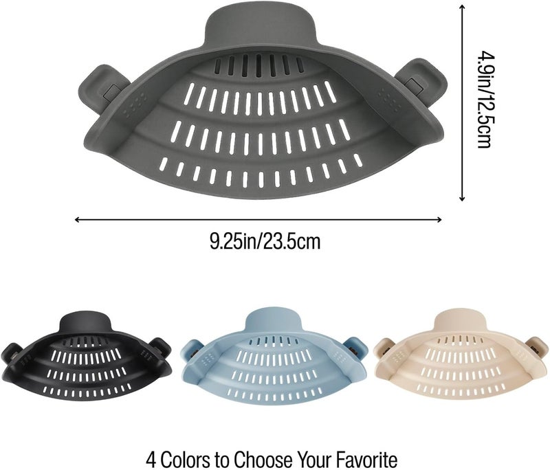 Emptycolor Silicone Pot Strainer, Adjustable Clip On Strainer for Pots Pans, Heat Resistant Pot Drainer, Kitchen Pasta Colander for Vegetables and Noodles (Grey) - Image 2